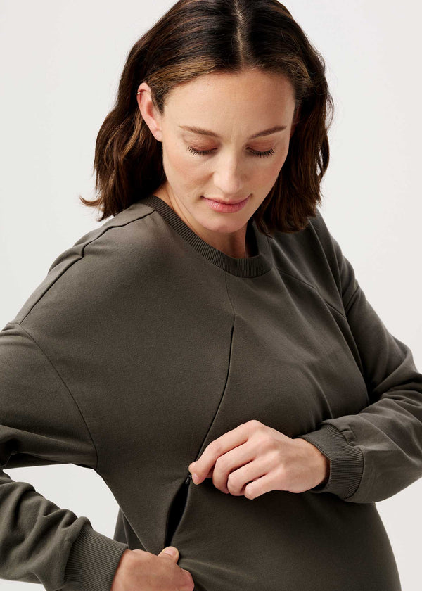 Still- und Schwangerschafts-Pullover mit versteckter Stillfunktion - seitliche Reissverschlüsse