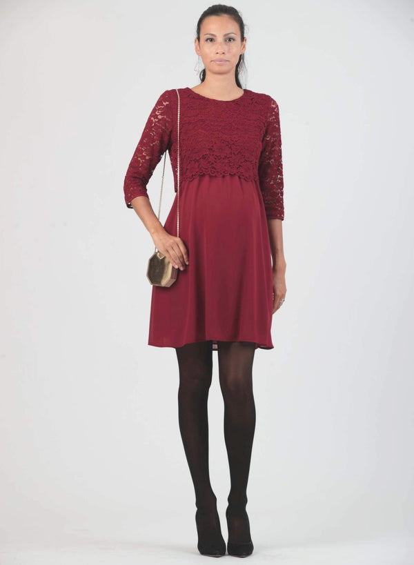 Umstands und Still-Kleid Eleonora Bordeaux