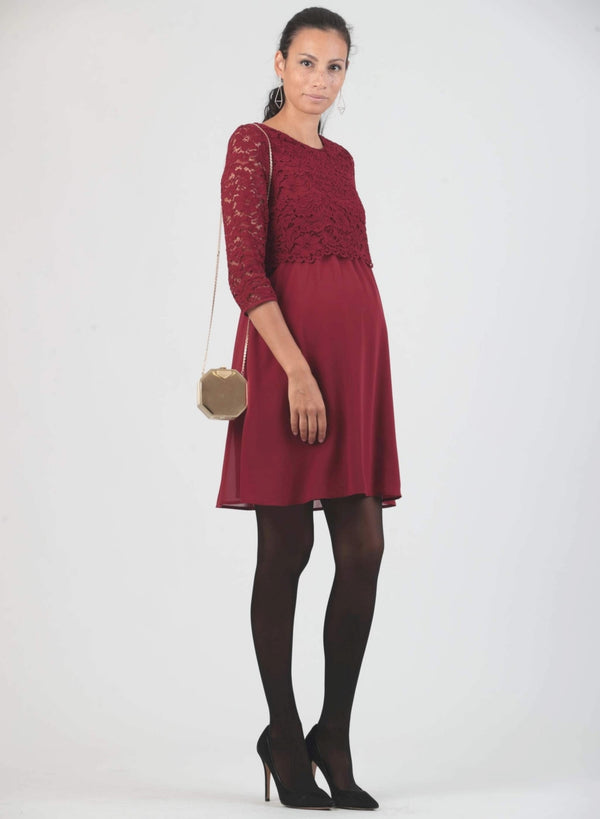 Umstands und Still-Kleid Eleonora Bordeaux