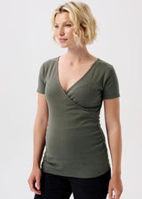 Umstands-/Still-Oberteil Sanson nursing rib top SS Grün