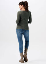 Umstands-/Still-Oberteil Sara nursing rib top LS Grün