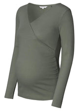 Umstands-/Still-Oberteil Sara nursing rib top LS Grün