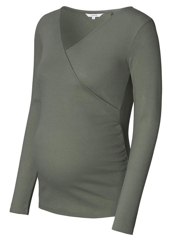 Umstands-/Still-Oberteil Sara nursing rib top LS Grün