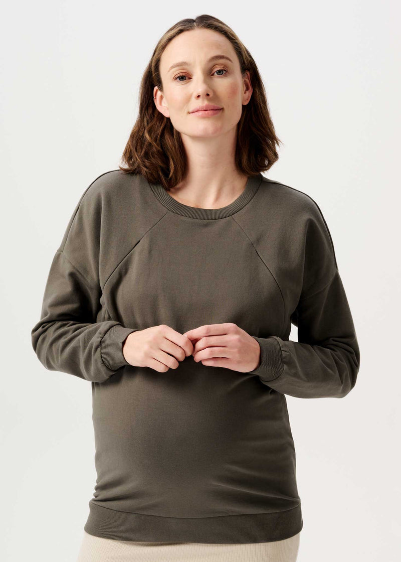 Still- und Schwangerschafts-Pullover mit versteckter Stillfunktion - seitliche Reissverschlüsse