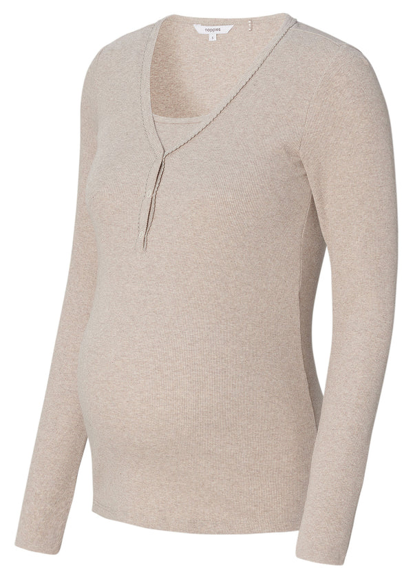 Umstands-/Still-Pyjamatop Amala Taupe Melange