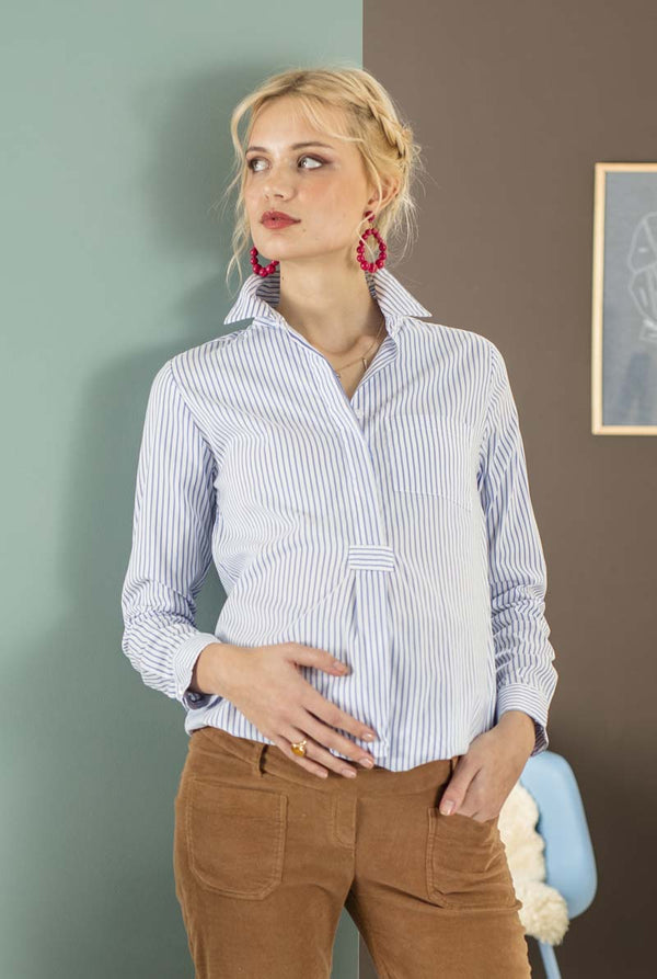 Still- und Schwangerschaftsbluse blau-weiss gestreift