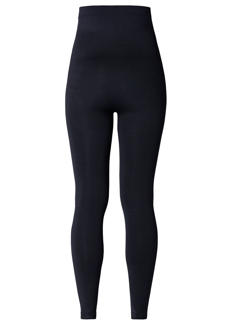 Schwangerschafts-Leggings in dunkelblau, seitlich, mit Babybauch, freigestellt