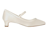 Brautschuhe aus Satin mit Riemen und kleinem Absatz