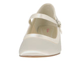Brautschuhe aus Satin mit Riemen und kleinem Absatz