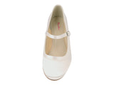 Brautschuhe aus Satin mit Riemen und kleinem Absatz