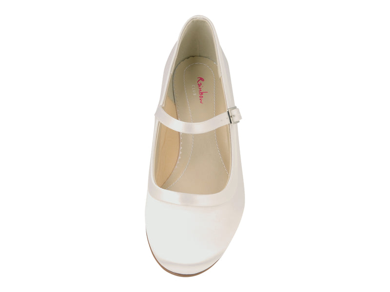 Brautschuhe aus Satin mit Riemen und kleinem Absatz