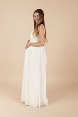 Umstands-Hochzeitskleid Mara Lang Weiss