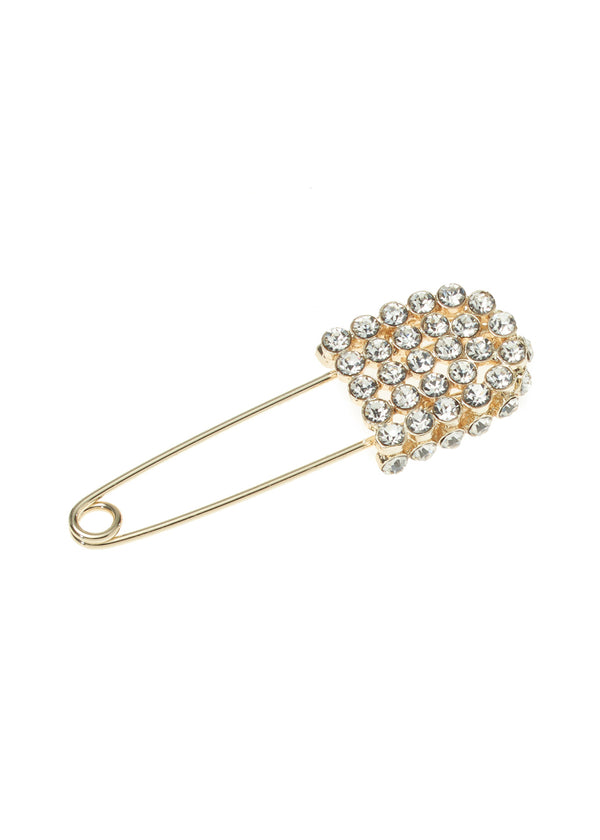 Schleppennadel / Brosche mit Strass goldfarben