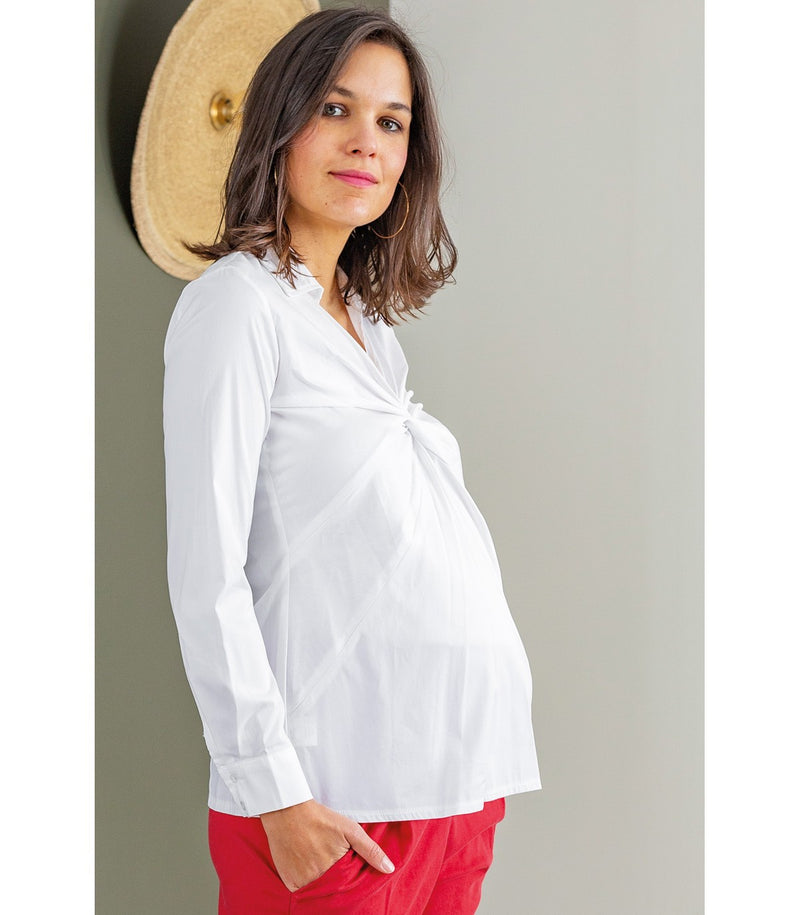 Schwangerschafts-Bluse langarm weiss