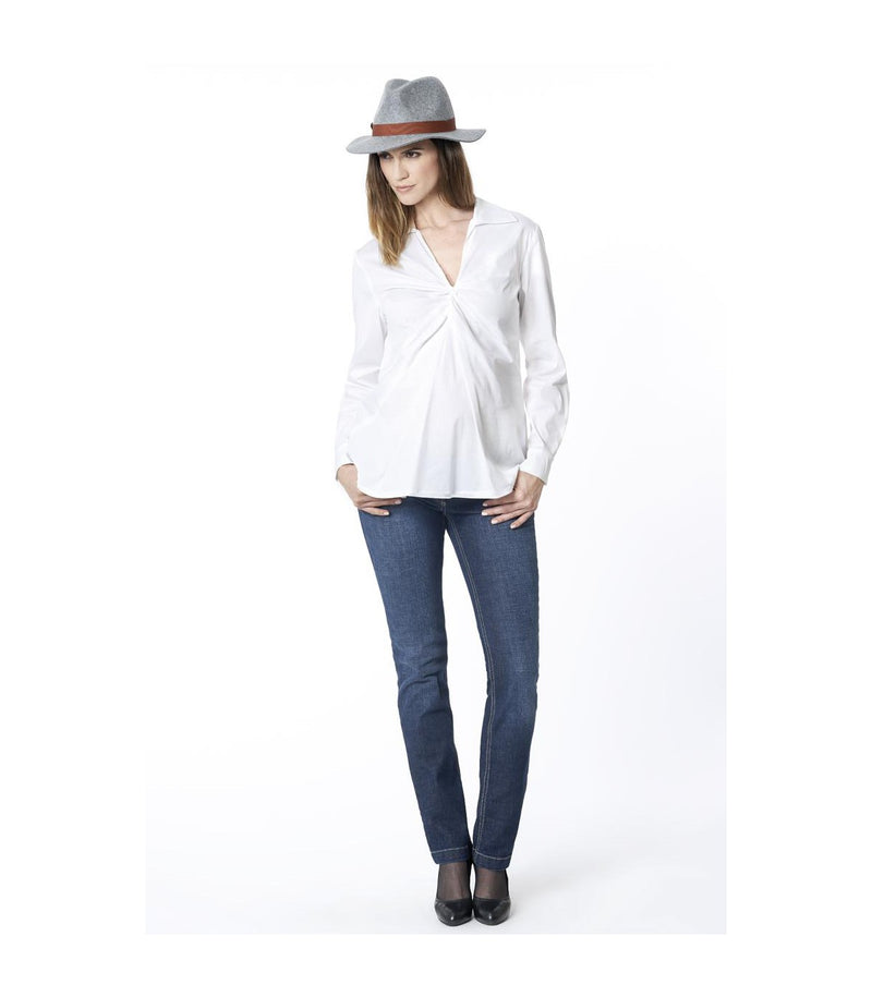 Schwangerschafts-Bluse langarm weiss