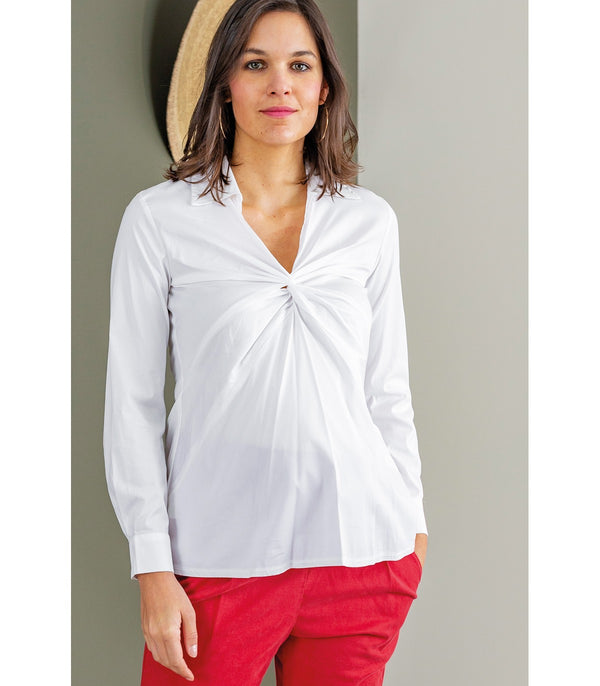 Schwangerschafts-Bluse langarm weiss