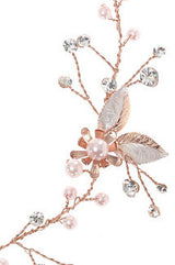 Flexibler Braut-Haarschmuck mit Blättern & Perlen rosé| Poirier