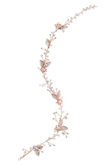 Flexibler Braut-Haarschmuck mit Blättern & Perlen rosé| Poirier