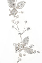 Flexibler Braut-Haarschmuck mit Blättern & Perlen silber | Poirier