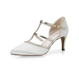 Brautschuhe aus Satin mit Riemen und 6.5cm hohem Absatz