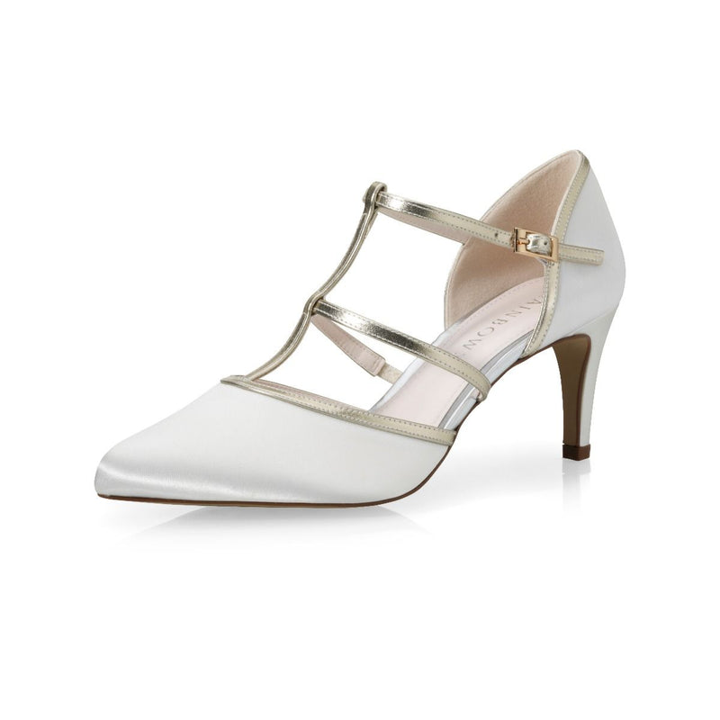 Brautschuhe aus Satin mit Riemen und 6.5cm hohem Absatz