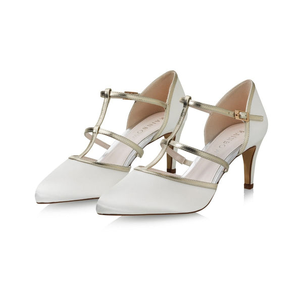 Brautschuhe aus Satin mit Riemen und 6.5cm hohem Absatz