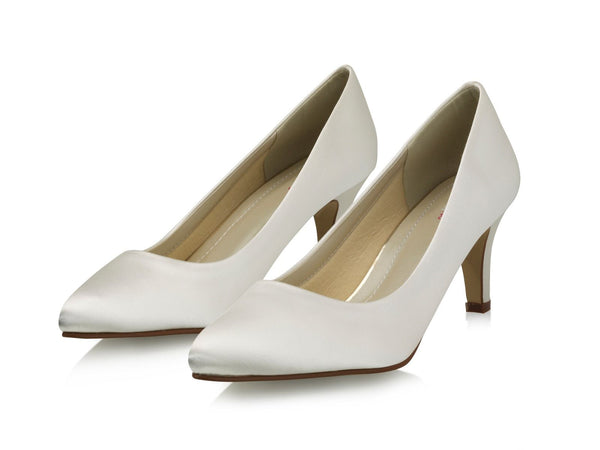 Brautschuhe aus Satin mit Riemen und 6.5cm hohem Absatz