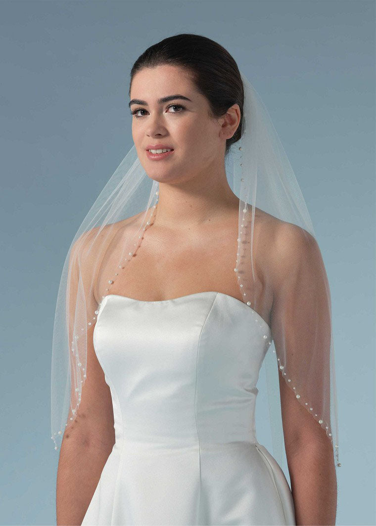 Hochtzeit-Schleier mit Perlen, kurz