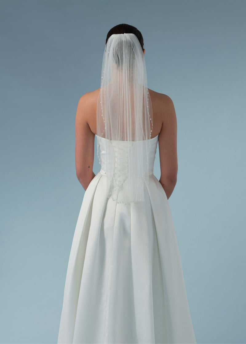 Hochtzeit-Schleier mit Perlen, kurz
