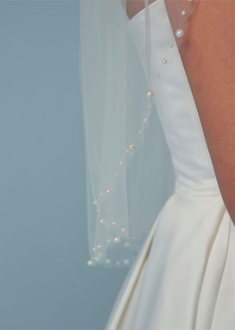 Hochtzeit-Schleier mit Perlen, kurz