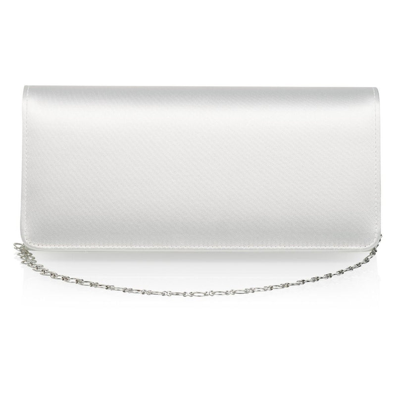 Brauttasche aus Satin mit Silberkette