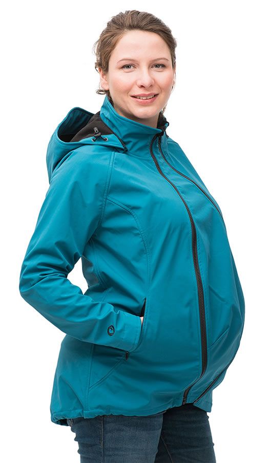 Softshell Tragejacke und Umstandsjacke von Mamalila in Petrol